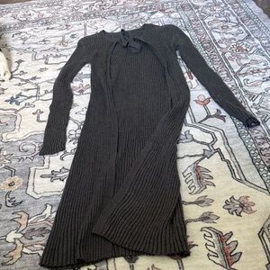 Aeropostale Gray Ribbed Mock Neck Cardigan